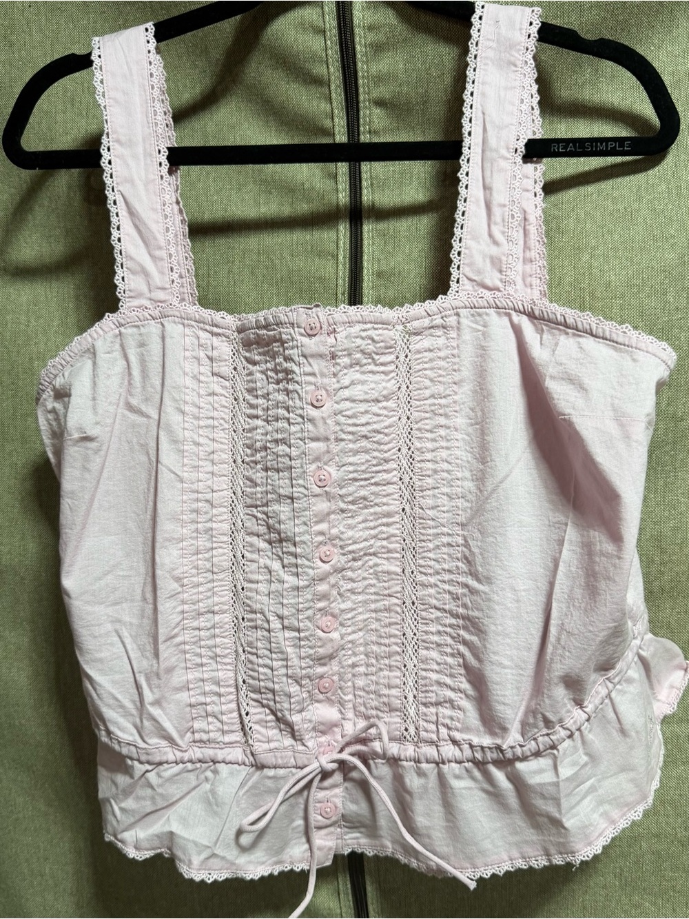 Levi's Pink Lace-Trim Sleeveless Button Front Camisole - Picture 6 of 8